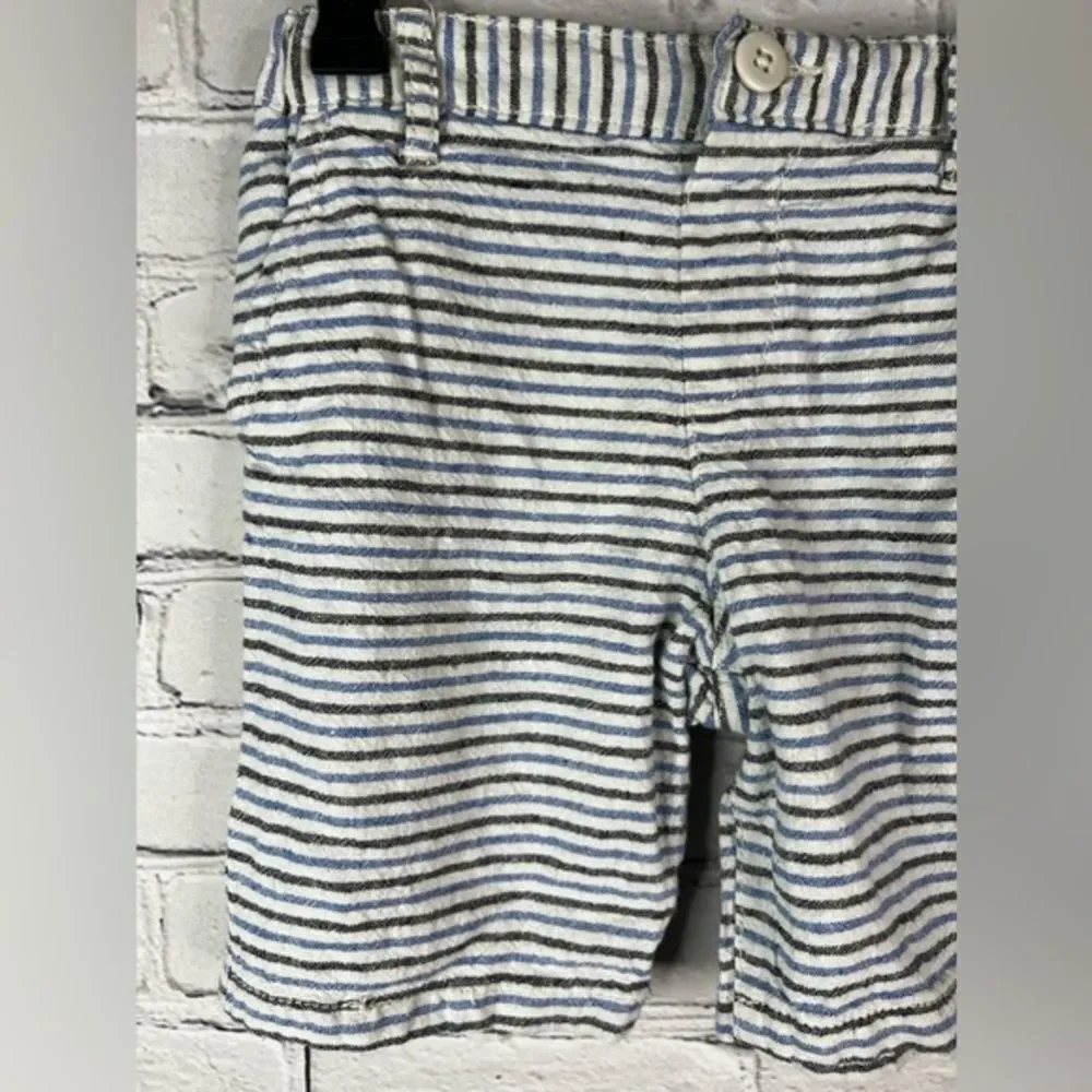 Children's place‎ blue white striped linen cotton blend boy shorts 5t